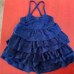 Navy tiered ruffle dress